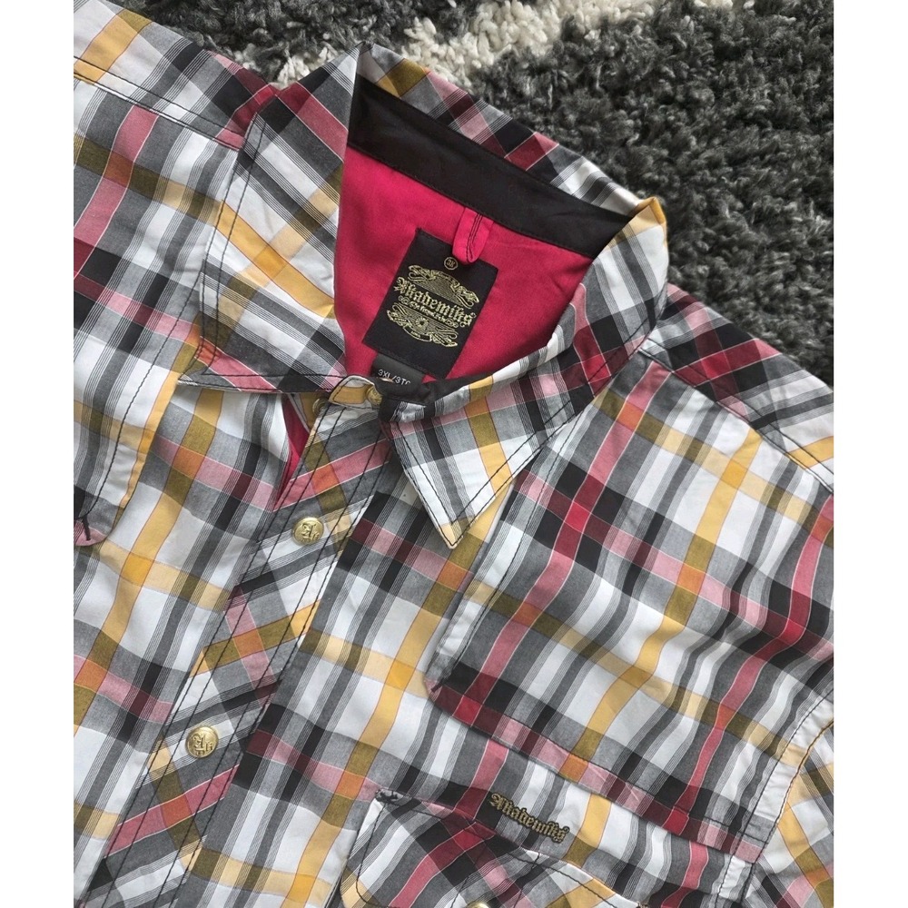 Academia Men's Pearl Snap  Paid Shirt 3XL